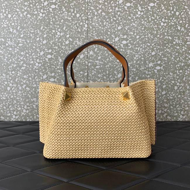 VALENTINO Small RAFFIA MACRAME Shoulder Bag 0330S Apricot