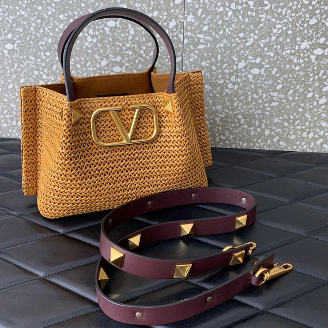 VALENTINO Small RAFFIA MACRAME Shoulder Bag 0330S brown