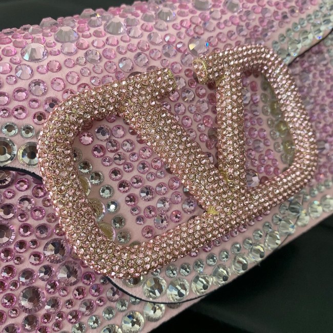 VALENTINO Super Mini Loco imitation crystal chain bag WP0Z28 pink