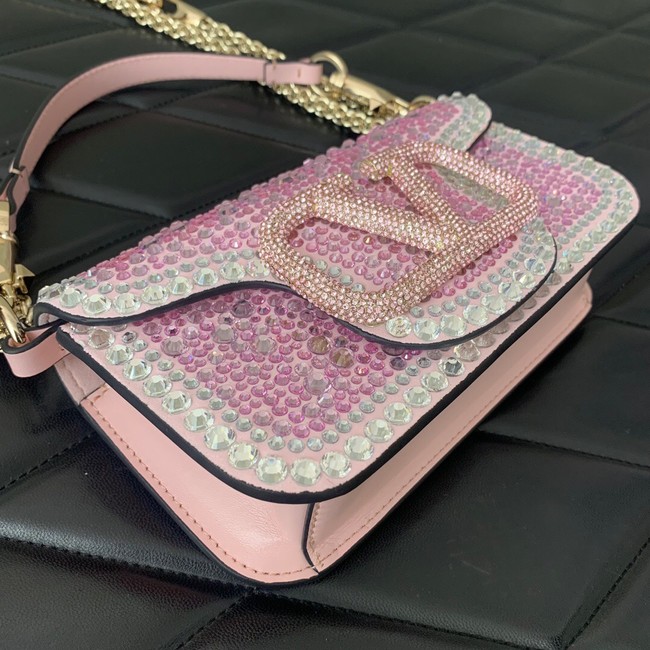 VALENTINO Super Mini Loco imitation crystal chain bag WP0Z28 pink