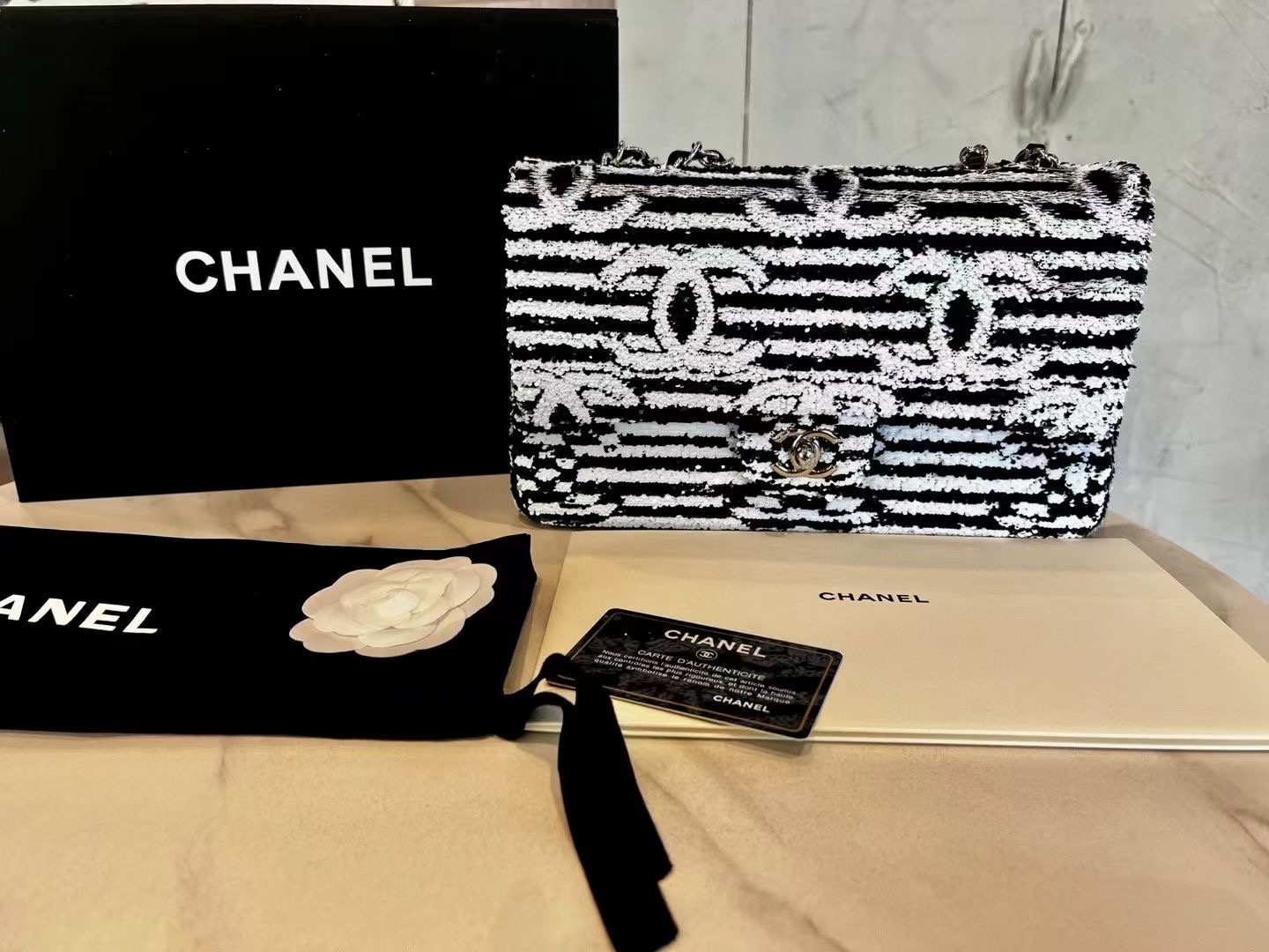 CHANEL SMALL FLAP BAG AS4561 Black & White