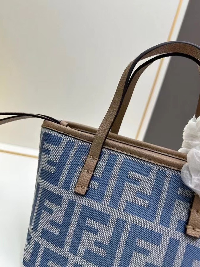 Fendi mini FF jacquard fabric and leather bag F3671 blue