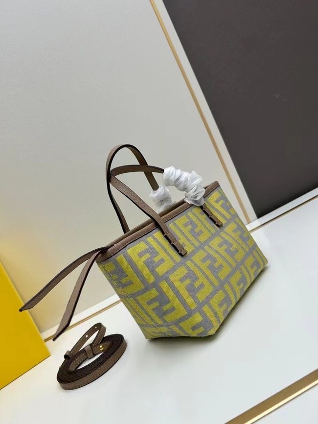 Fendi mini FF jacquard fabric and leather bag F3671 yellow