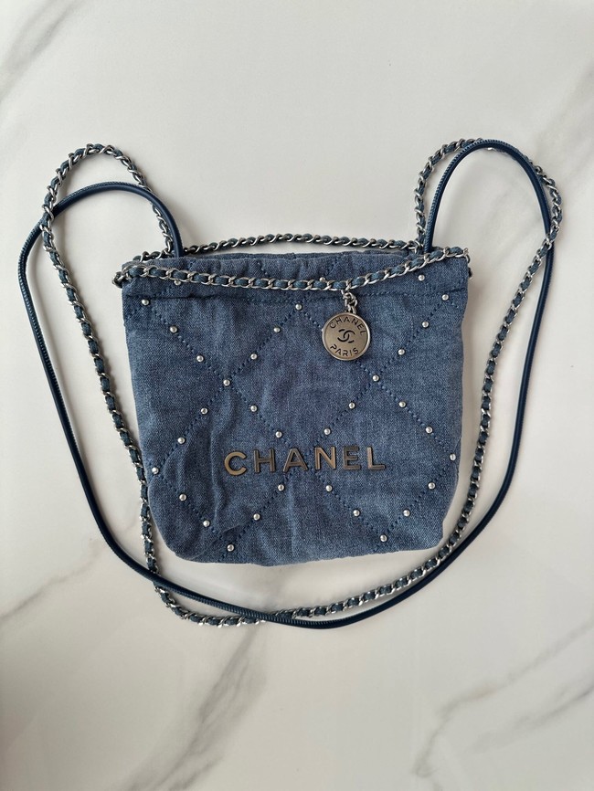 CHANEL 22 MINI HANDBAG AS3980 Denim Blue