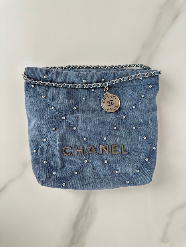 CHANEL 22 MINI HANDBAG AS3980 Denim Blue