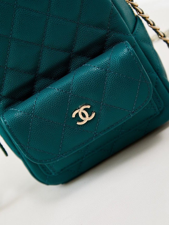 Chanel MINI BACKPACK AP3753 Grained Calfskin & Gold-Tone Metal Dark Green