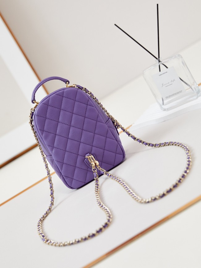 Chanel MINI BACKPACK AP3753 Grained Calfskin & Gold-Tone Metal purple