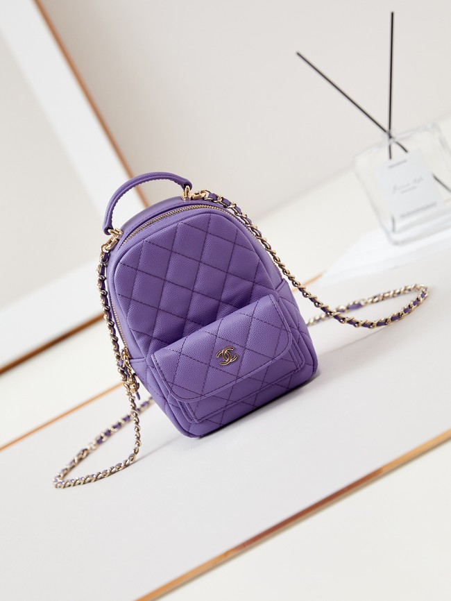 Chanel MINI BACKPACK AP3753 Grained Calfskin & Gold-Tone Metal purple