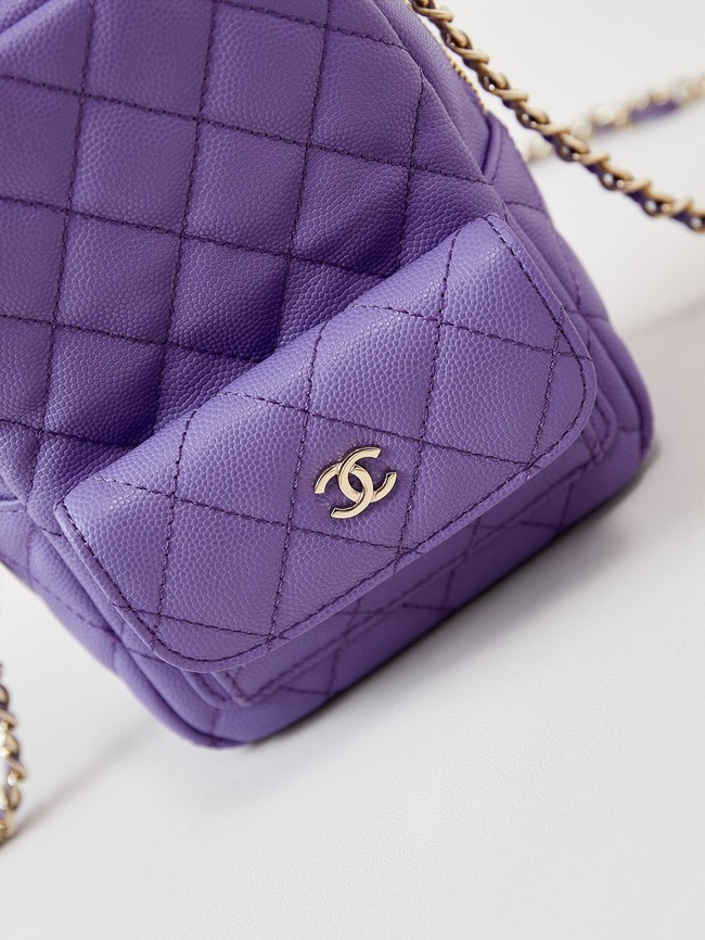 Chanel MINI BACKPACK AP3753 Grained Calfskin & Gold-Tone Metal purple