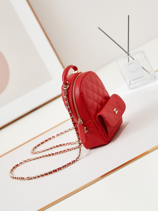 Chanel MINI BACKPACK AP3753 Grained Calfskin & Gold-Tone Metal red