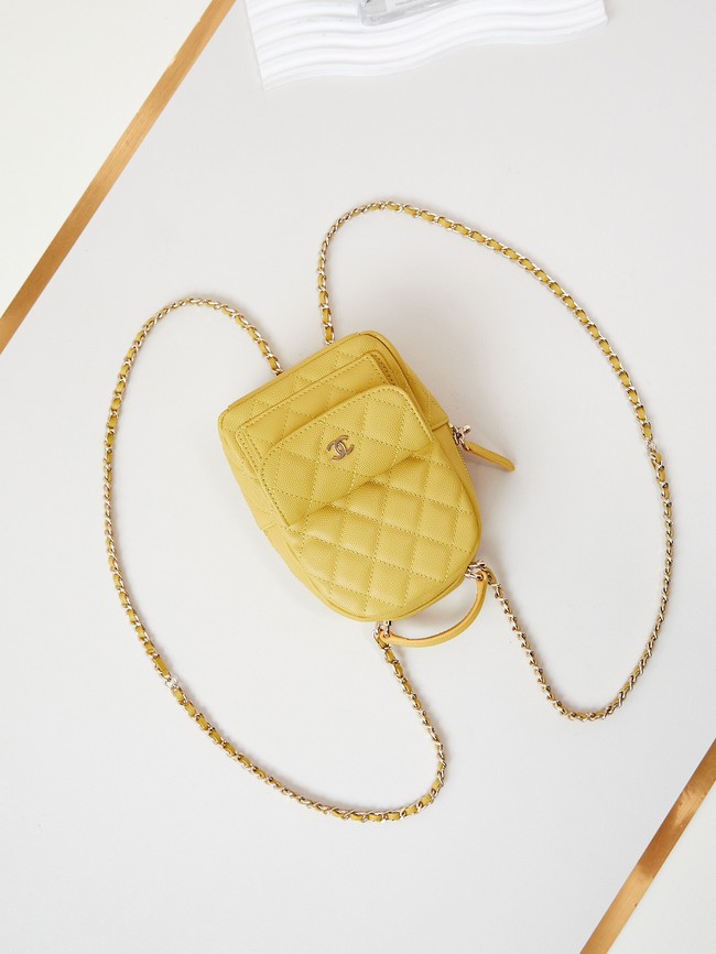 Chanel MINI BACKPACK AP3753 Grained Calfskin & Gold-Tone Metal yellow