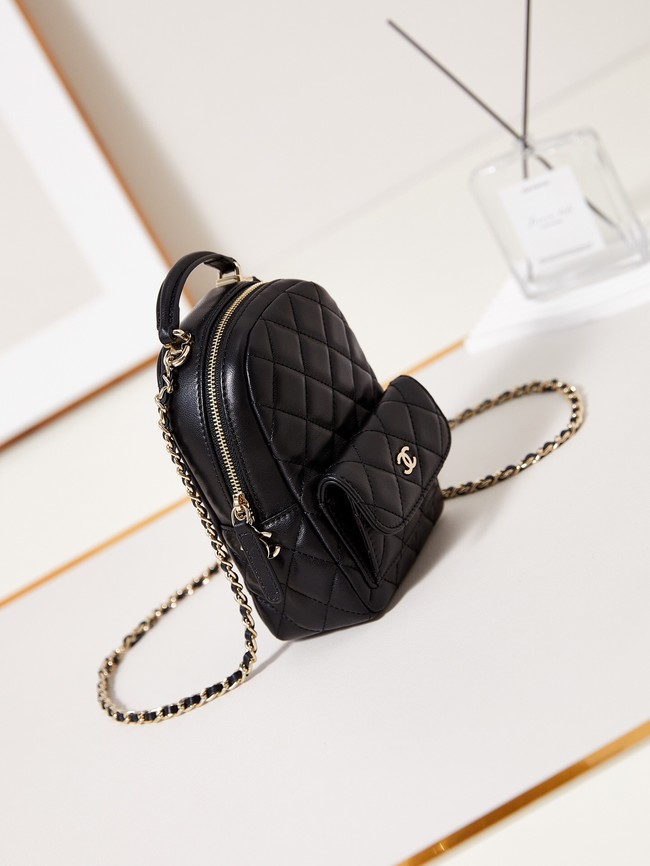 Chanel MINI BACKPACK AP3753 Sheepskin & Gold-Tone Metal black