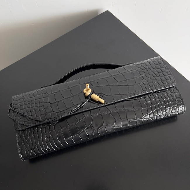 Bottega Veneta Long Clutch Andiamo With Handle alligator leather 741511 black