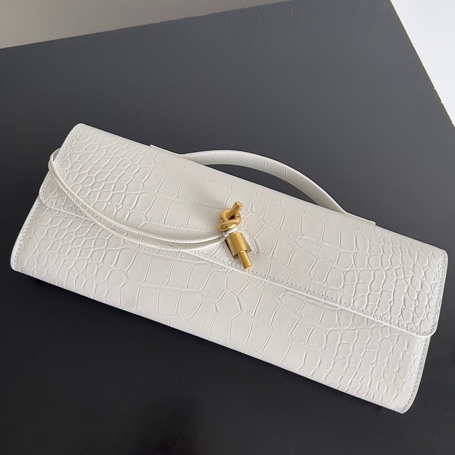 Bottega Veneta Long Clutch Andiamo With Handle alligator leather 741511 white 