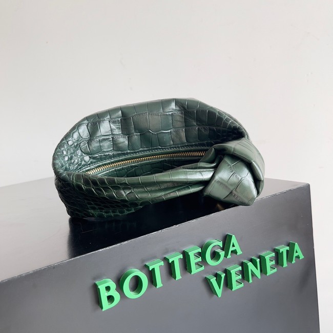 Bottega Veneta Mini Jodie Mini alligator leather top handle bag 717709 dark green