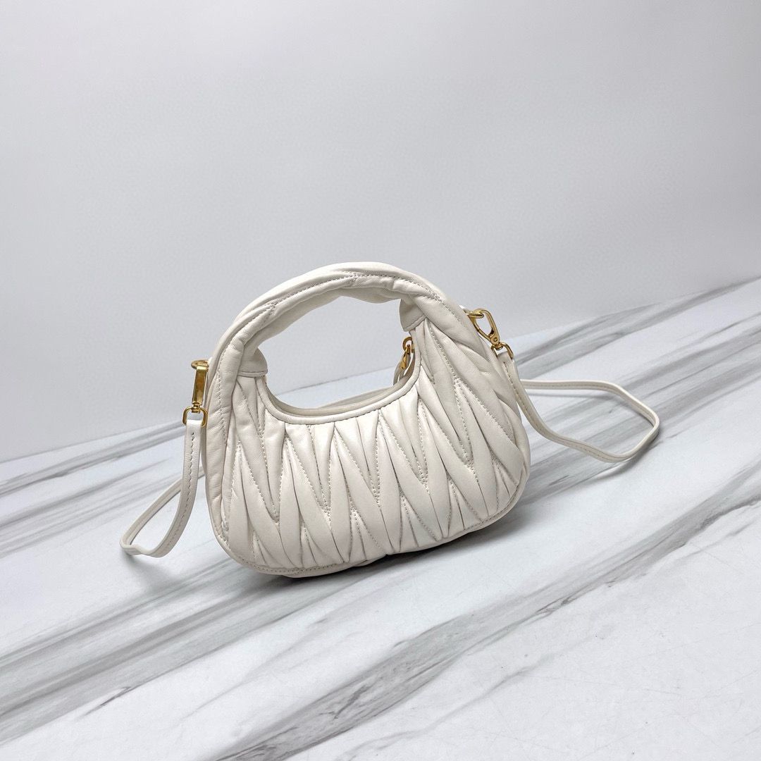 Miu Miu Wander Matelasse Original Sheepskin Mini Bag 5BP078 White