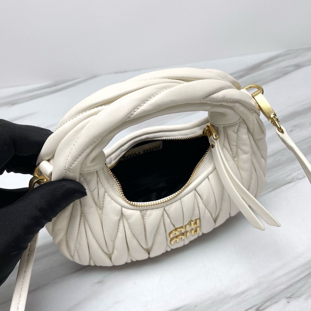 Miu Miu Wander Matelasse Original Sheepskin Mini Bag 5BP078 White