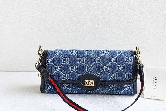 GUCCI LUCE SMALL SHOULDER BAG 786027 Blue GG denim