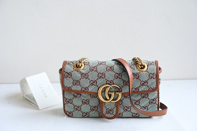 Gucci GG MARMONT SMALL SHOULDER BAG 443497 GG canvas Pale blue