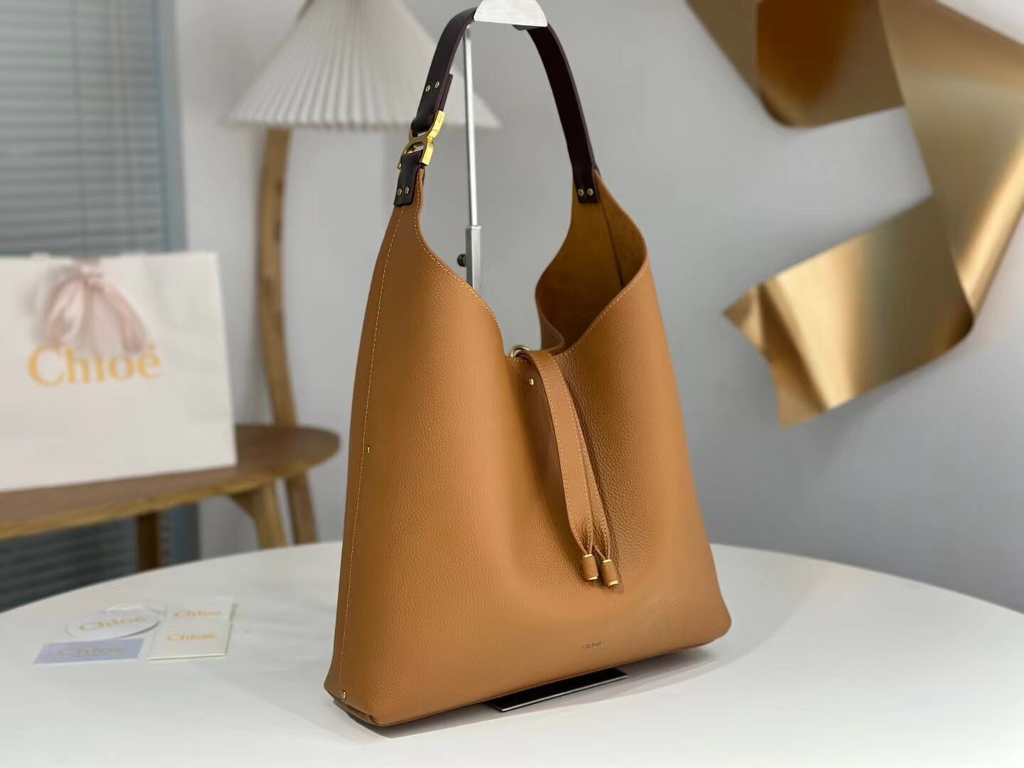 CHLOE leather shoulder bag CL224765 Caramel