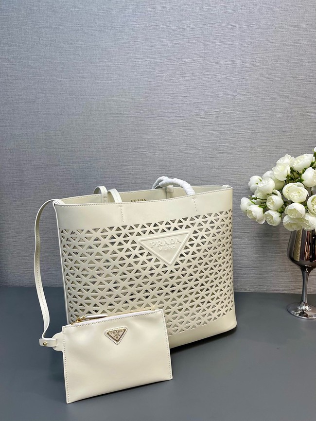 Prada Panier leather tote-bag 1BG503 white