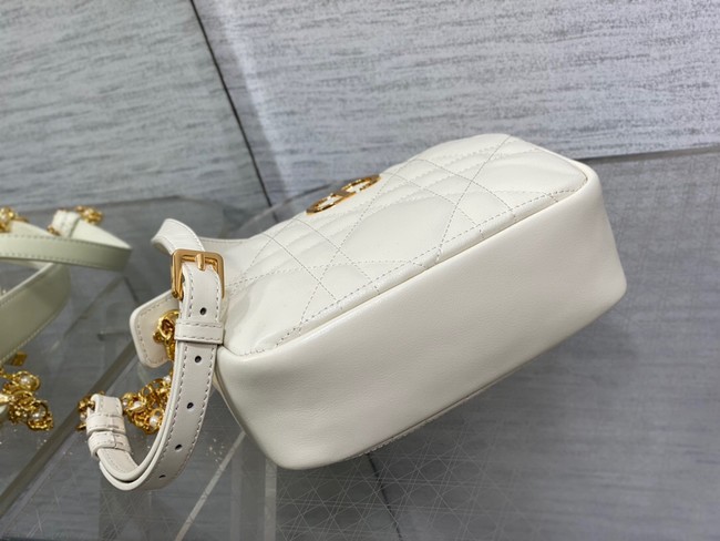 Small Dior Caro Top Handle Camera Bag Latte Macrocannage Calfskin M3352U