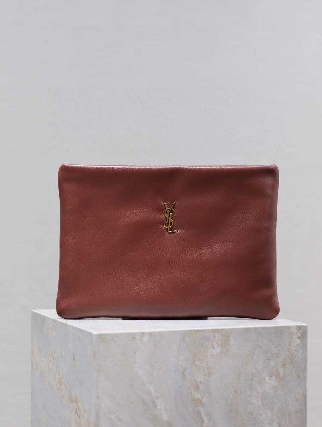 SAINT LAURENT CALYPSO LARGE POUCH IN LAMBSKIN 778943 ROUGE MERLOT