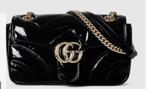 Gucci GG MARMONT SMALL patent leather SHOULDER BAG 443497 black