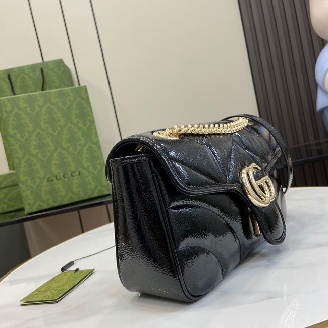 Gucci GG MARMONT SMALL patent leather  SHOULDER BAG 443497 black