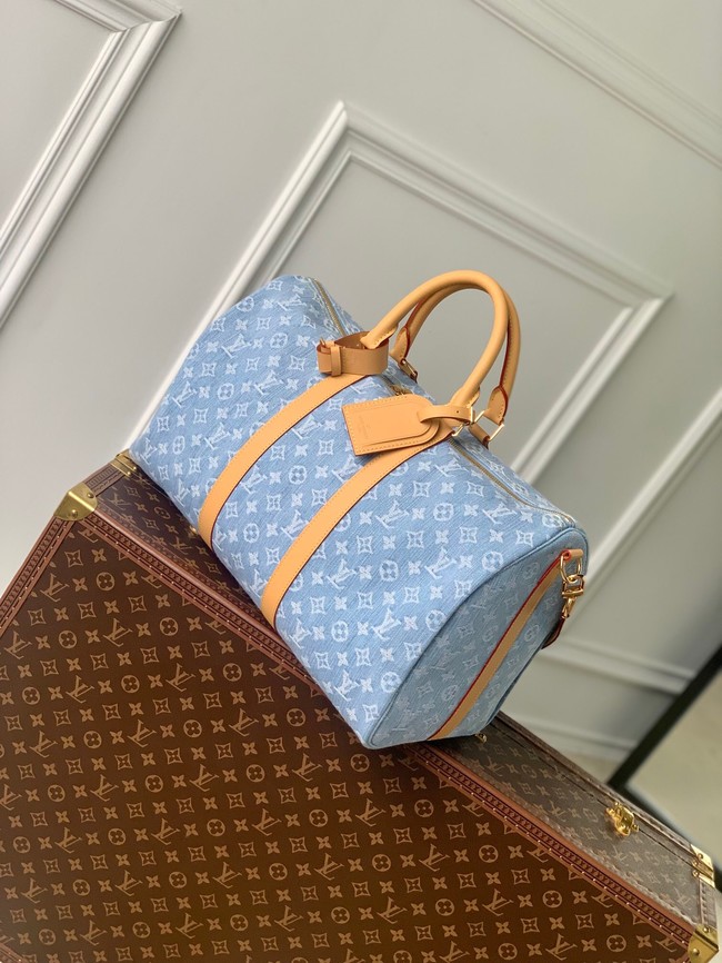 Louis Vuitton NEW Keepall Bandouliere 45 M25334 Sky Blue Denim