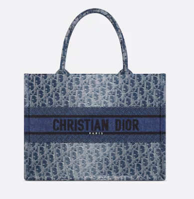 Medium Dior Book Tote Blue Denim Dior Oblique Jacquard M1296ZEG