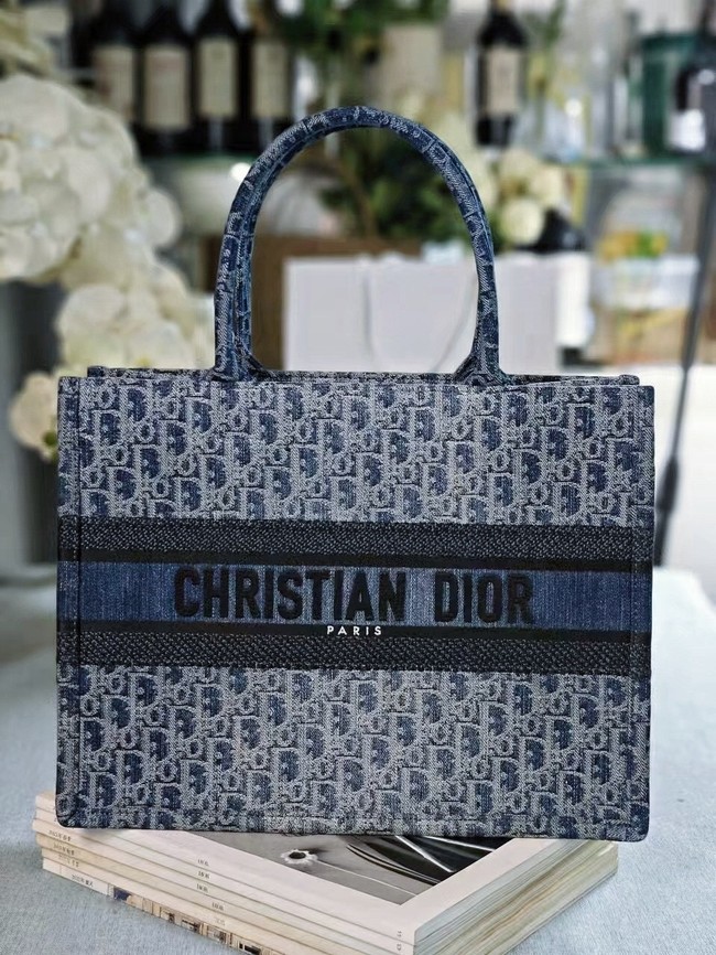 Medium Dior Book Tote Blue Denim Dior Oblique Jacquard M1296ZEG