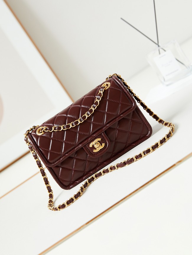 CHANEL FLAP BAG Lambskin AS4687 Dark Burgundy