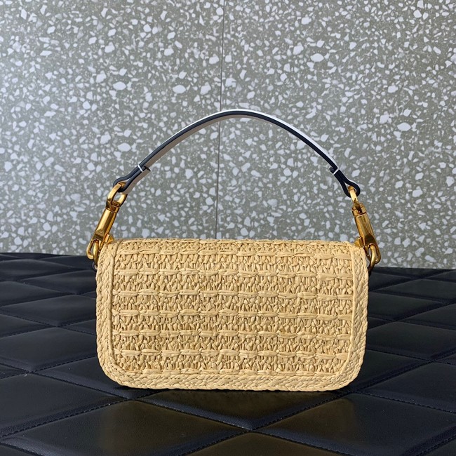 VALENTINO VLOGO SIGNATURE RAFFIA Shoulder Bag 5016 white