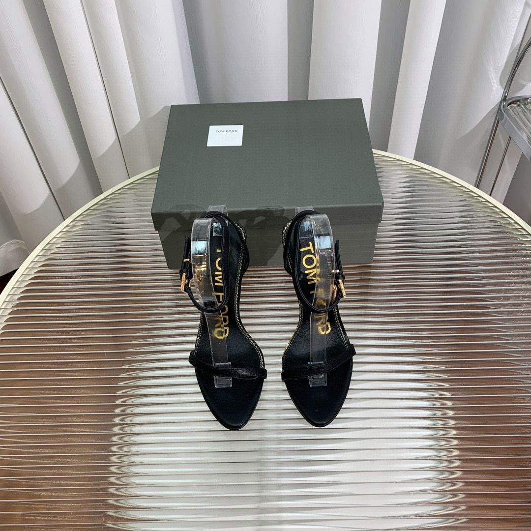 Tomford Sandals Padlock Shoes Heels Hight 10.5CM  TF30912 Black