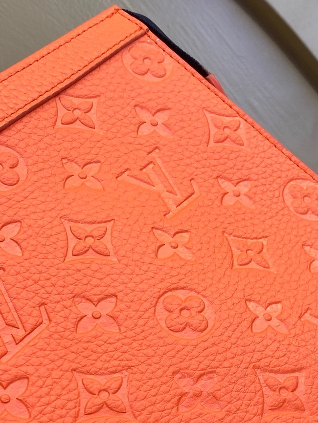 Louis Vuitton Pochette Voyage Monogram embossed cowhide leather MM M61692 orange