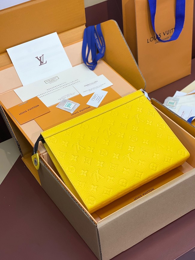 Louis Vuitton Pochette Voyage Monogram embossed cowhide leather MM M61692 yellow