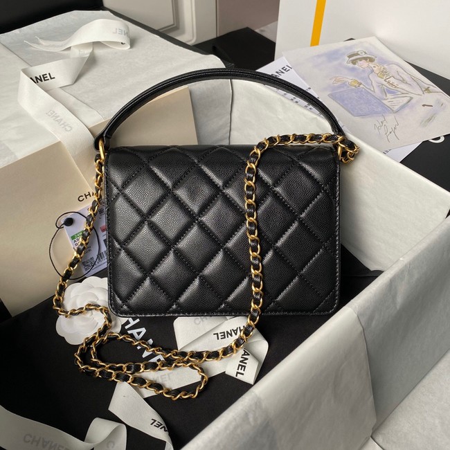 Chanel SMALL FLAP BAG WITH TOP HANDLE AS6262 BLACK