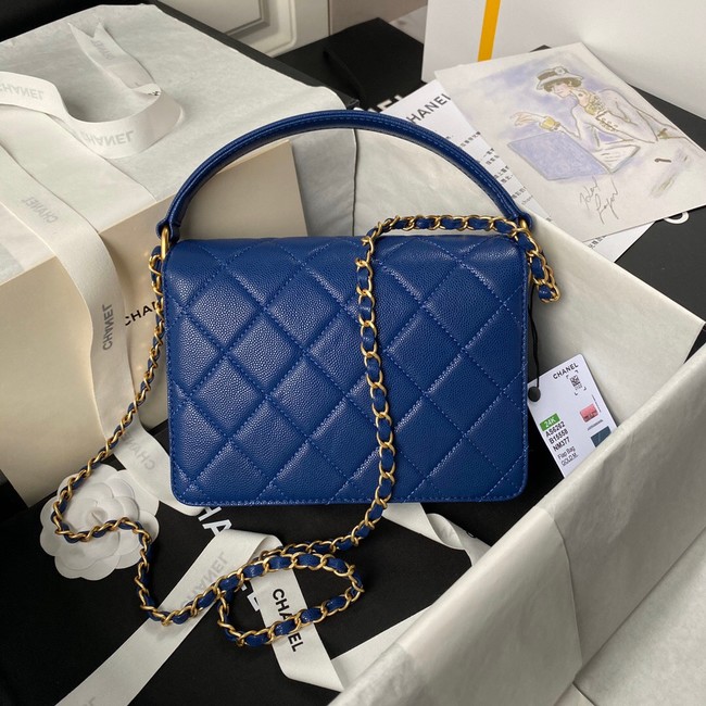 Chanel SMALL FLAP BAG WITH TOP HANDLE AS6262 BLUE