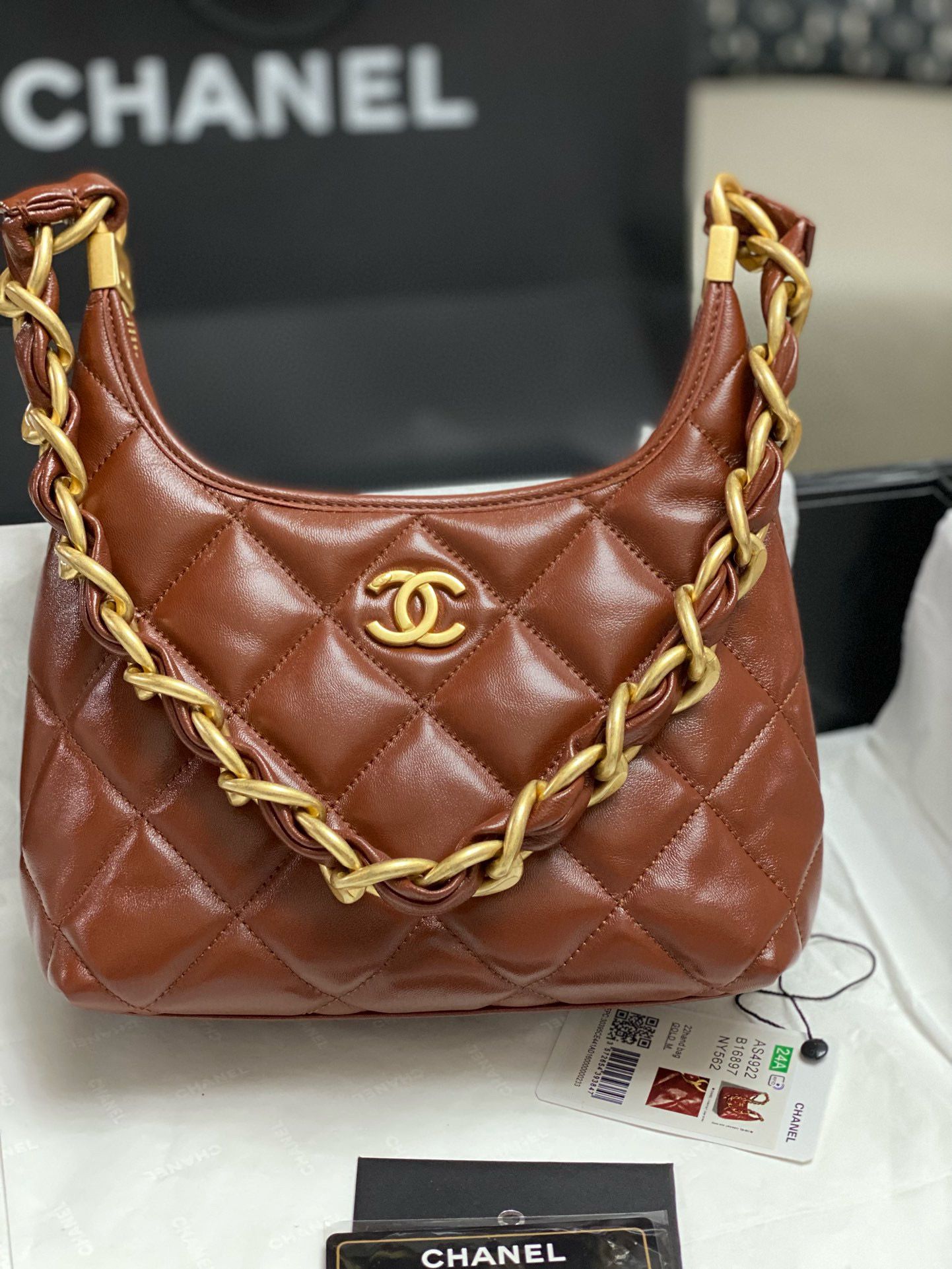 Chanel 24A Original Leather Hobo Bag AS4922 AS4923 Brown