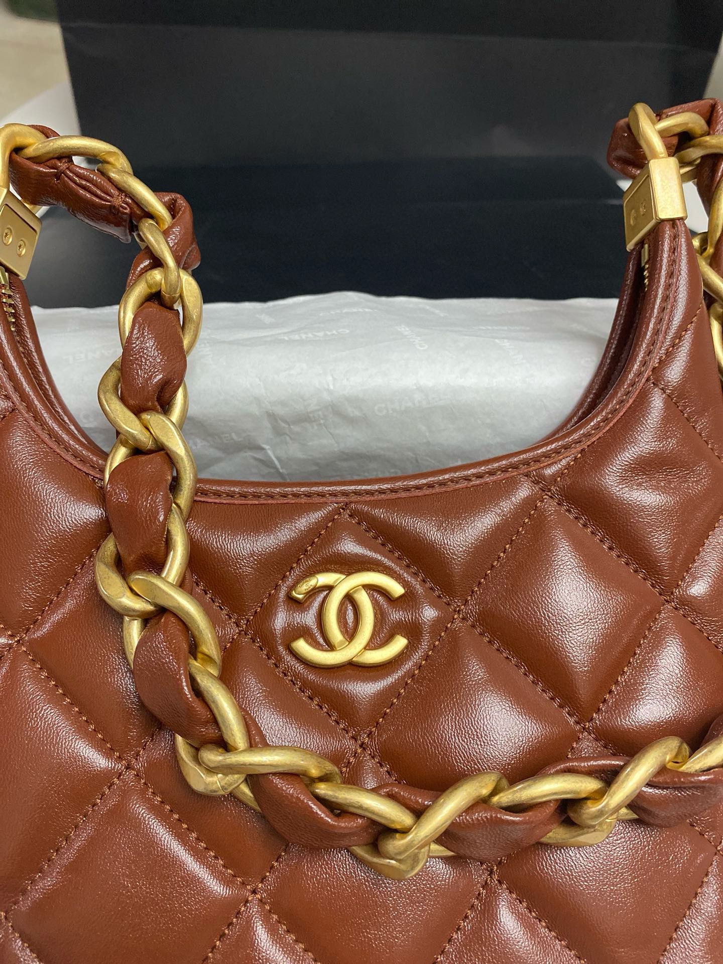 Chanel 24A Original Leather Small Hobo Bag AS4922 AS4923 Brown