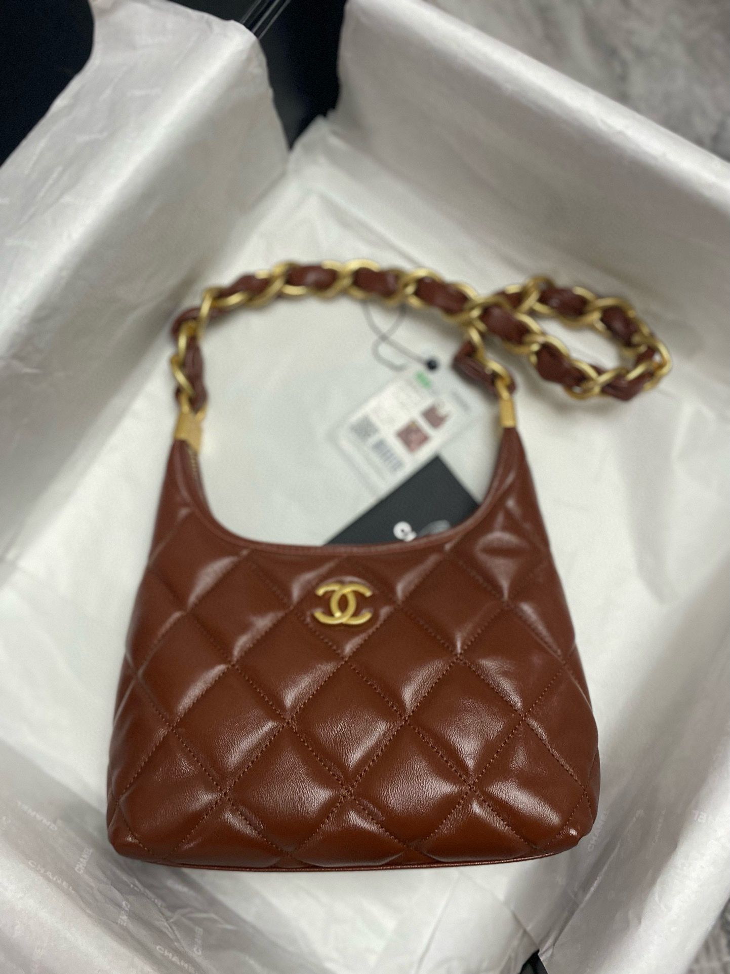 Chanel 24A Original Leather Small Hobo Bag AS4922 AS4923 Brown