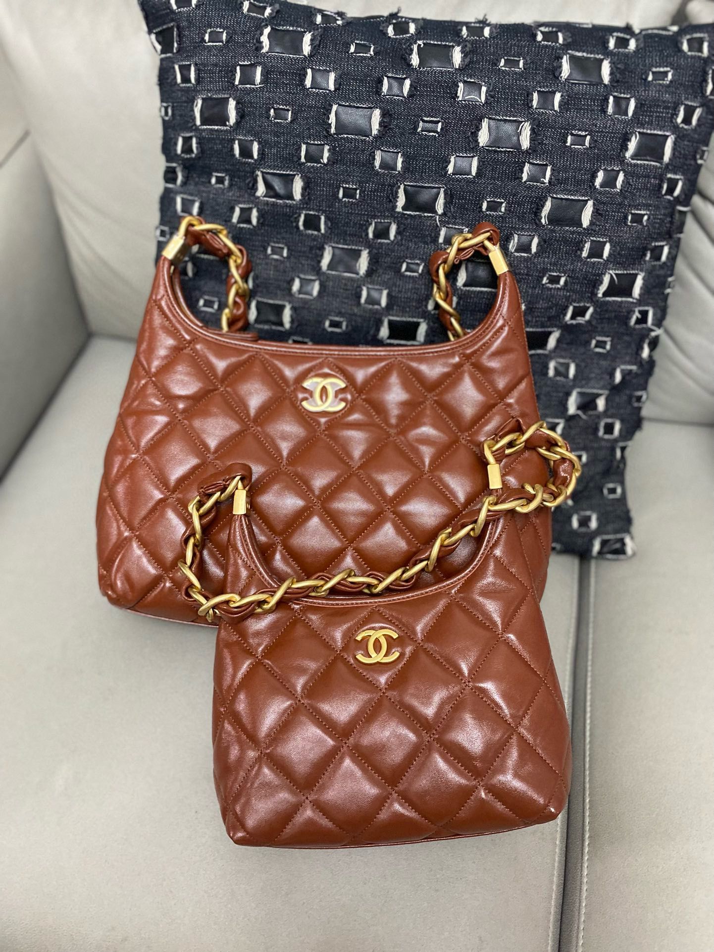 Chanel 24A Original Leather Small Hobo Bag AS4922 AS4923 Brown