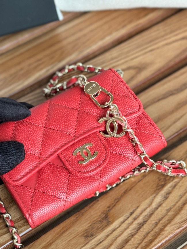 Chanel MINI BELT BAG Gold-Tone Metal A81081 red