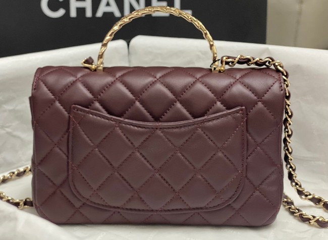 Chanel MINI FLAP BAG WITH TOP HANDLE AS4924 Dark Burgundy