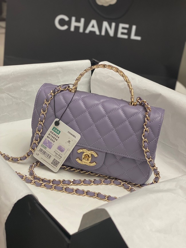 Chanel MINI FLAP BAG WITH TOP HANDLE AS4924 Light Purple