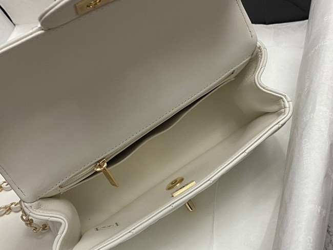 Chanel MINI FLAP BAG WITH TOP HANDLE AS4924 white