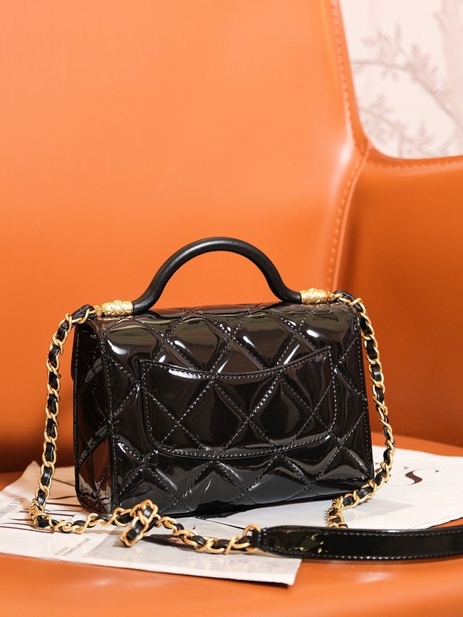 Chanel Patent leather MINI FLAP BAG WITH TOP HANDLE AS4956 black