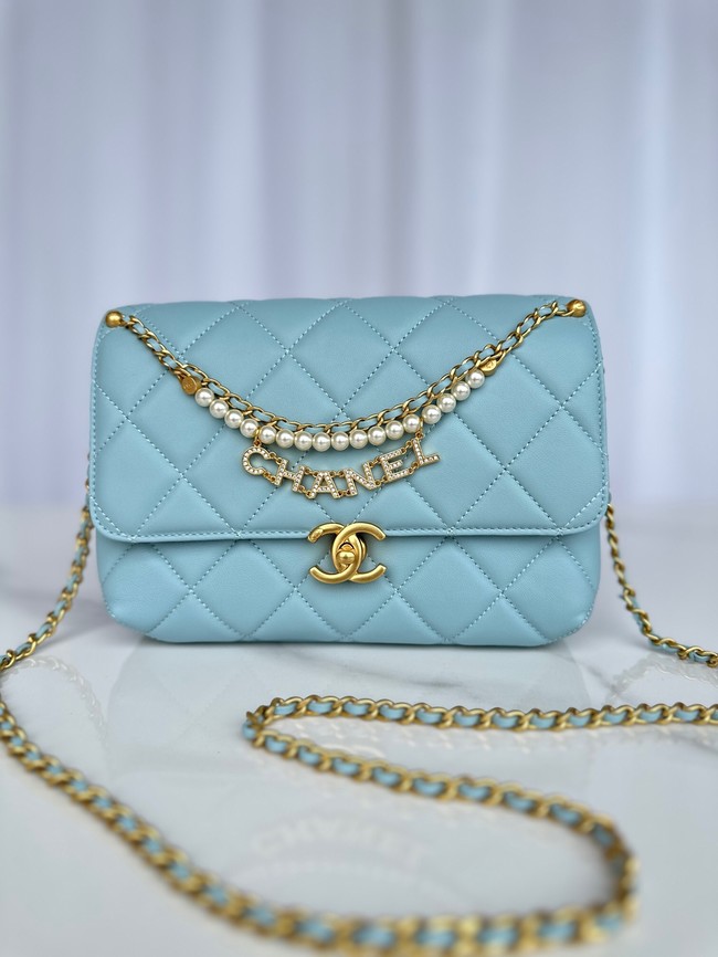 Chanel FLAP BAG AS5011 SKY BLUE