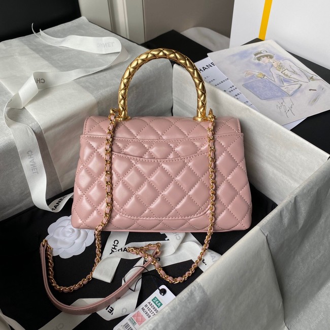 Chanel FLAP BAG WITH TOP HANDLE AS92990 pink